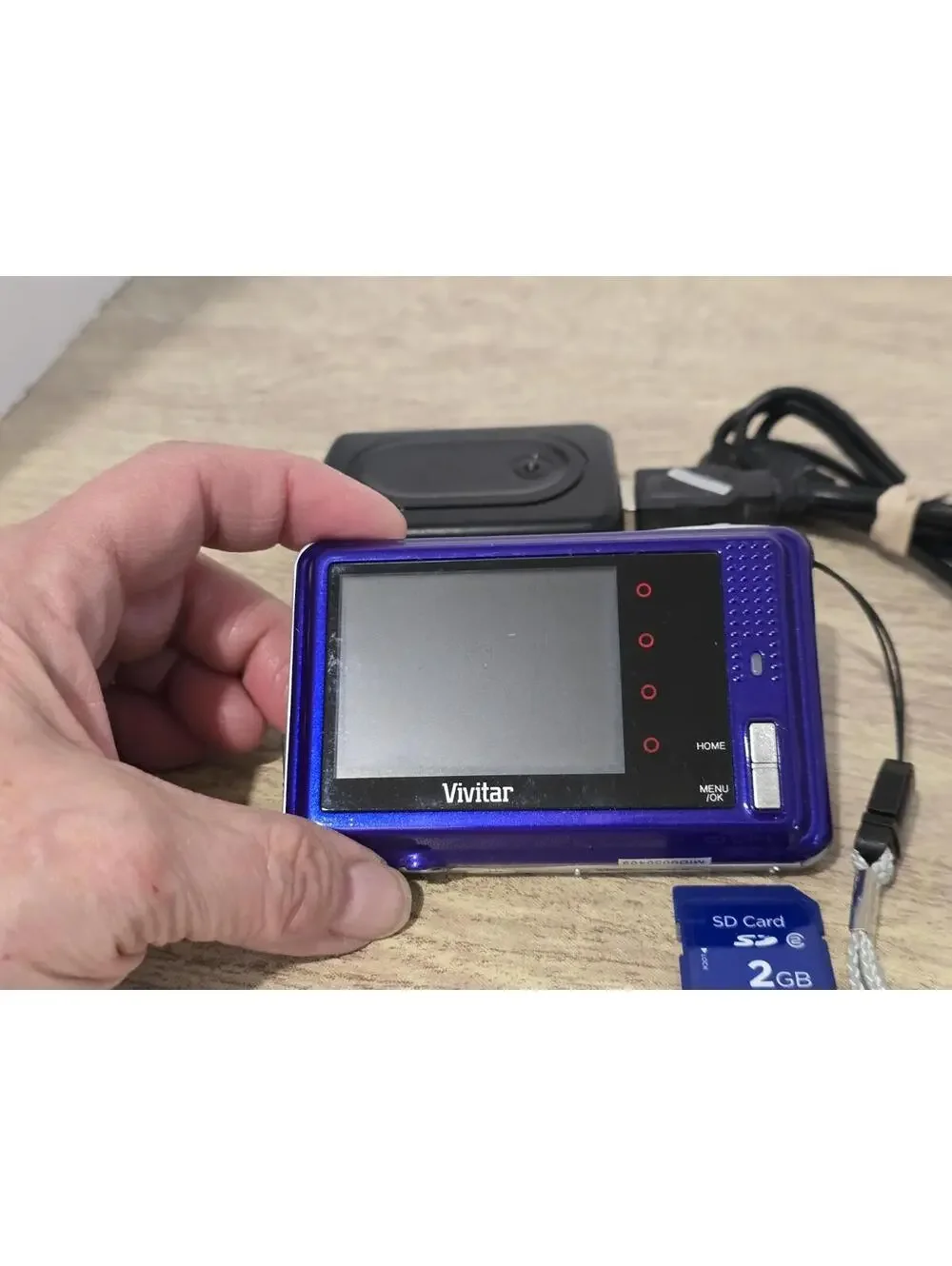 Vivitar ViviCam 8025 Digital Camera Purple Charging Cord & SD Card Incl. No Batt